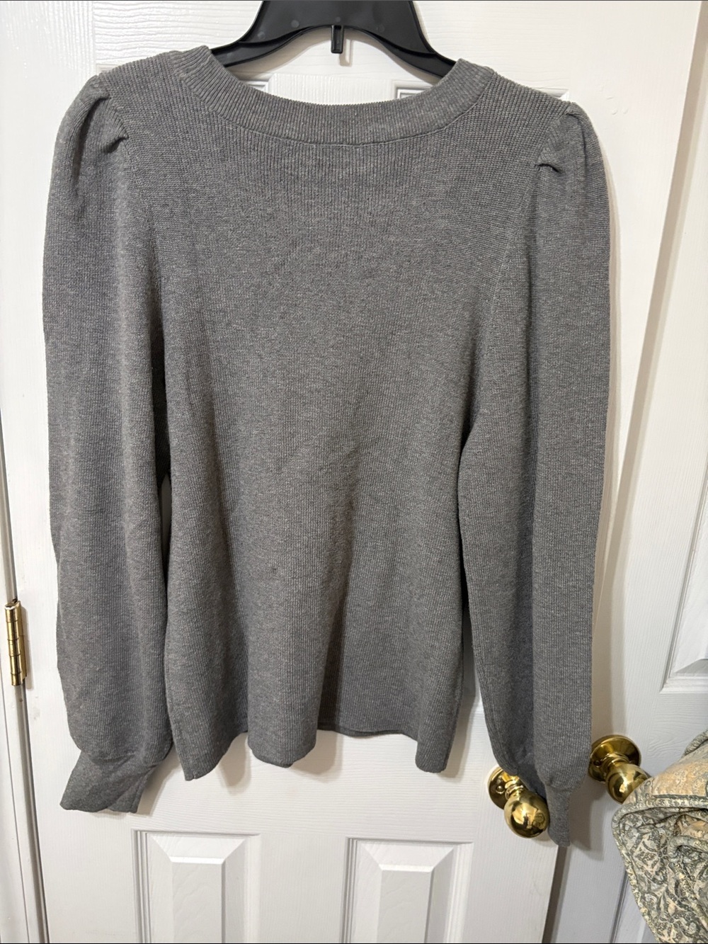 The Limited Gray Crewneck Puff-Sleeve Sweater - Picture 4 of 4